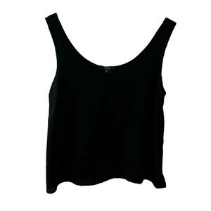 Forever 21 Black Sheer Boxy Tank Top Cropped Scoop Neck Women's M
